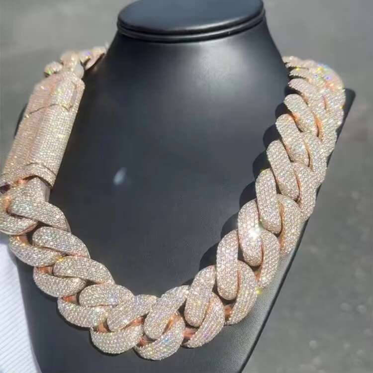 Custom Top Quality Heavy Style Miami Cuban Chain Iced Out Chain Necklace 925 Silver With VVS Moissanite Diamond Chain Cuban Link