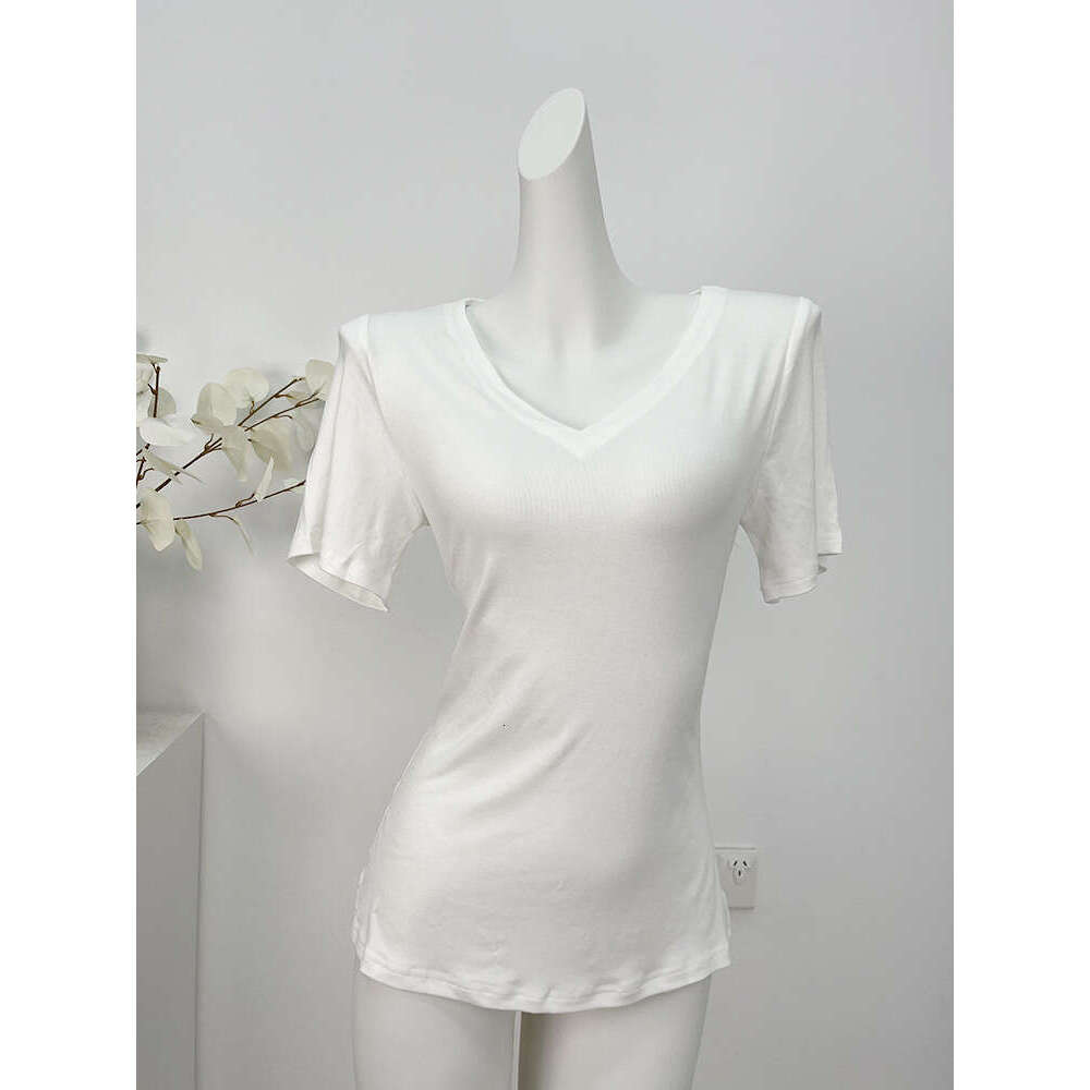 Trendy Pure Desire Gray V-Neck Short Sleeve T-Shirt For Women, Slim Fit Waist Casual Top Base Shirt B5