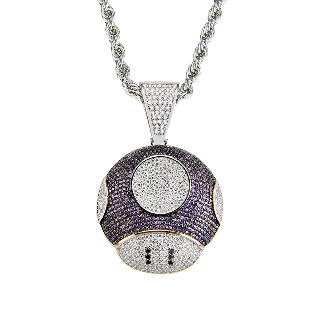 New Luxury Moissanite Cartoon Mushroom Head Iced Out Bling Hip Hop High Quality Colorful Pendant Accessory Pass the diamond tester