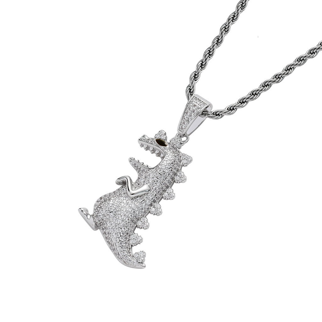 New Hip Hop Dinosaur Pendant Iced Out Creative Animal Men Moissanite Necklace Pass the diamond tester