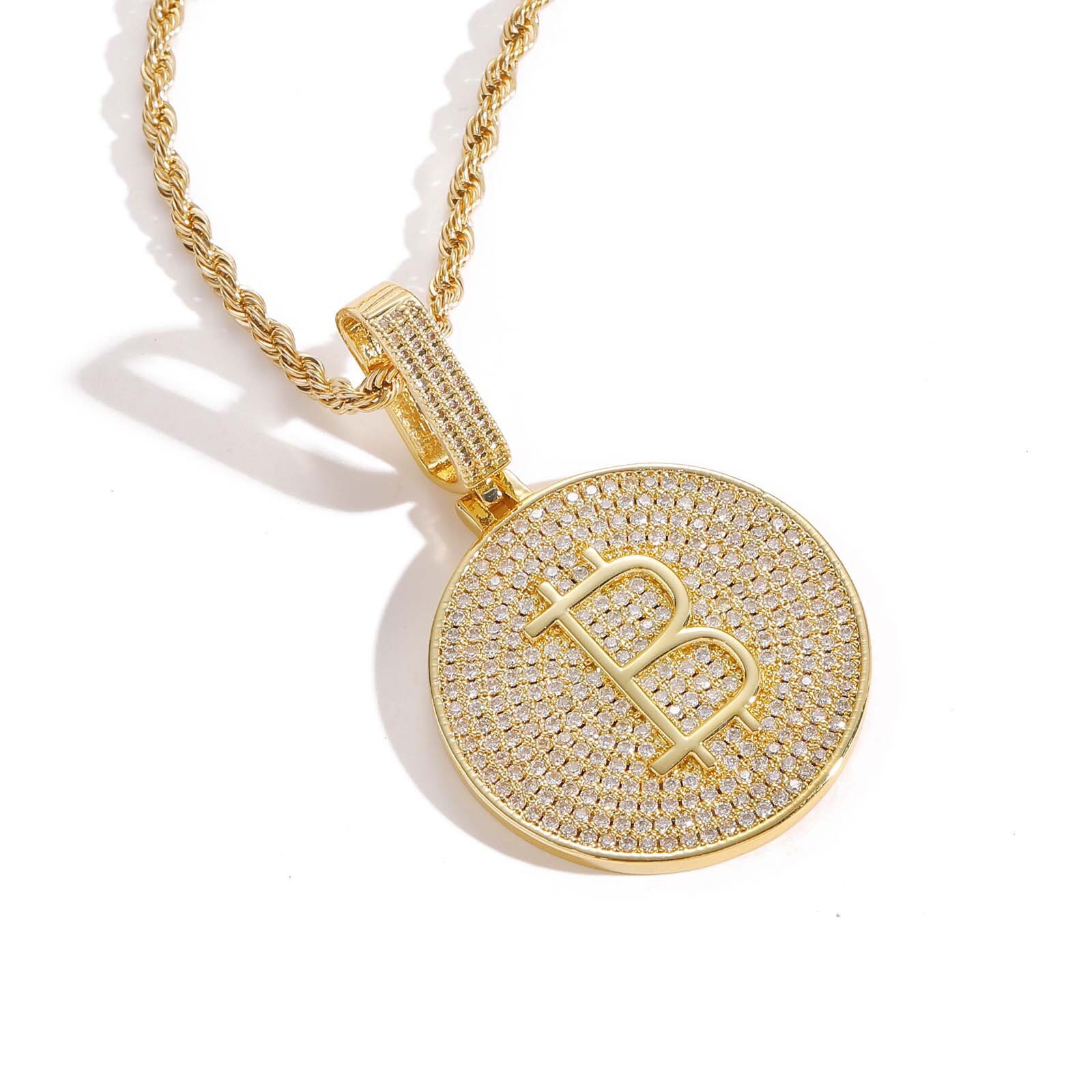 Hip Hop Bitcoin Pendant Ice Out Solid Shine Men Bling Luxury Moissanite Jewelry Accessory Pass the diamond tester