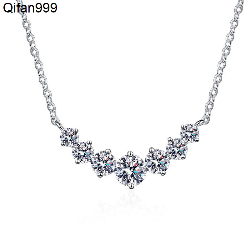 S925 Sterling Silver Pendant Necklace With Moissanite Classic Style for Engagement Gift Silver Plated Jewelry