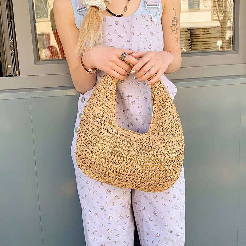 Bags LEFTSIDE Weave Big Straw For Women 2025 Summer Ladies New Trend Shoulder Bag Females Beach Bags Lady Handbags And Purses