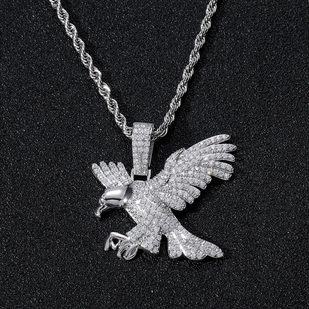 Luxury Moissanite Hip Hop Eagle Pendant Iced Out Diamond Streetwear Necklace Druzy jewelry Pass the diamond tester