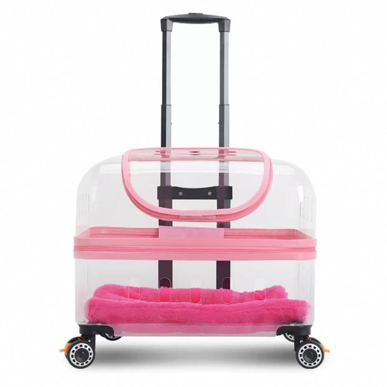 Leak-Proof Transparent Capsule Pet Carrier - Large Lightweight Trolley Suitcase for Outdoor Cats & Dogs