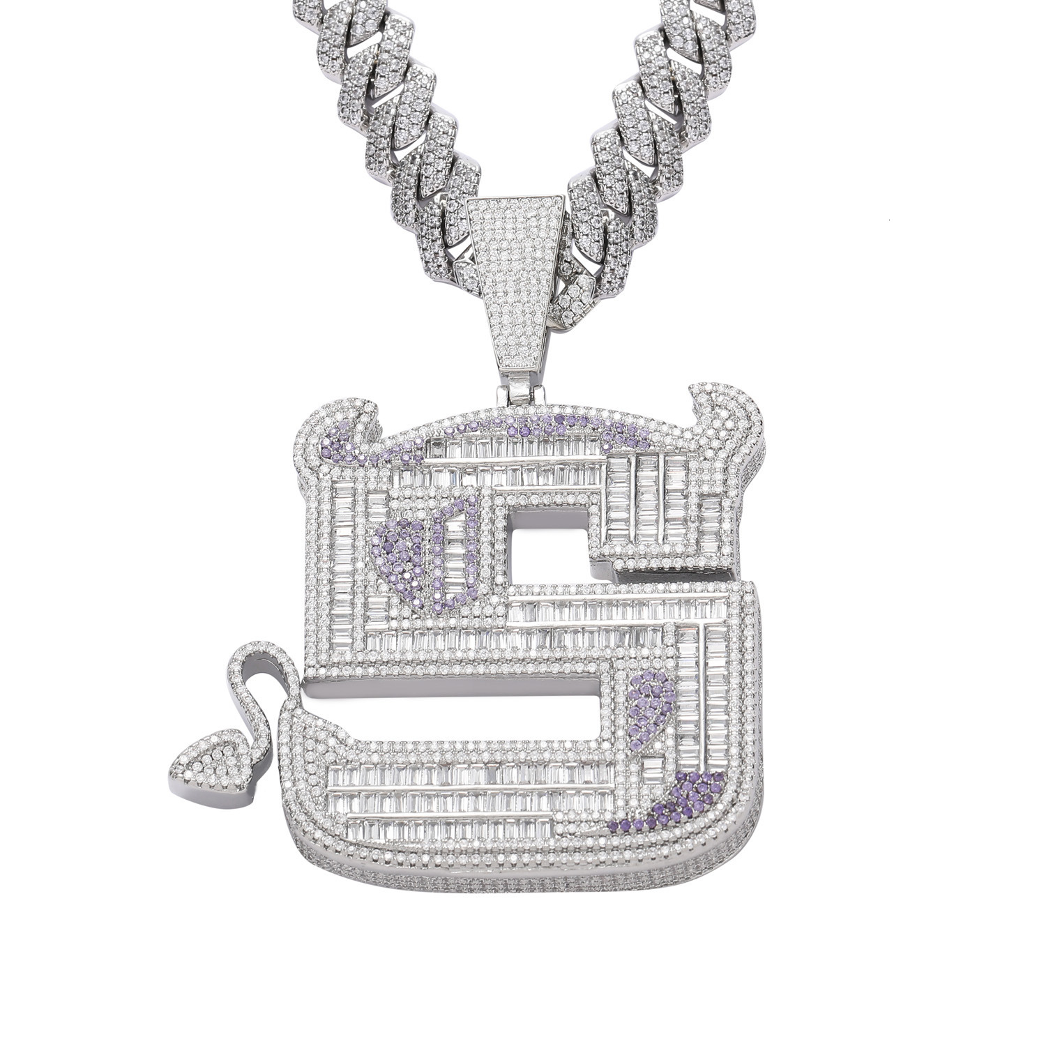 Luxury Moissanite Hip Hop Little Devil S Letter Pendant Iced Out Celebrity Style Necklace Trendy Accessory Pass the diamond tester