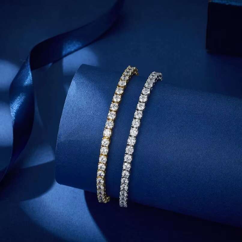 4mm CZ Rhodium Cubic Zirconia Fashion Silver Fine Bracelet Jewelry 14K Gold Plated Trendy Women Tennis Zircon Chain Bracelet