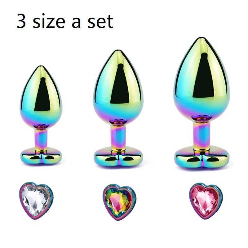 Mini Rainbow Rose Gold Butt Plug Crystal Jewelry Metal Anal Beads Butt Plug Trainer Anal Dildo for Women Men Masturbation Sex Toy W250624