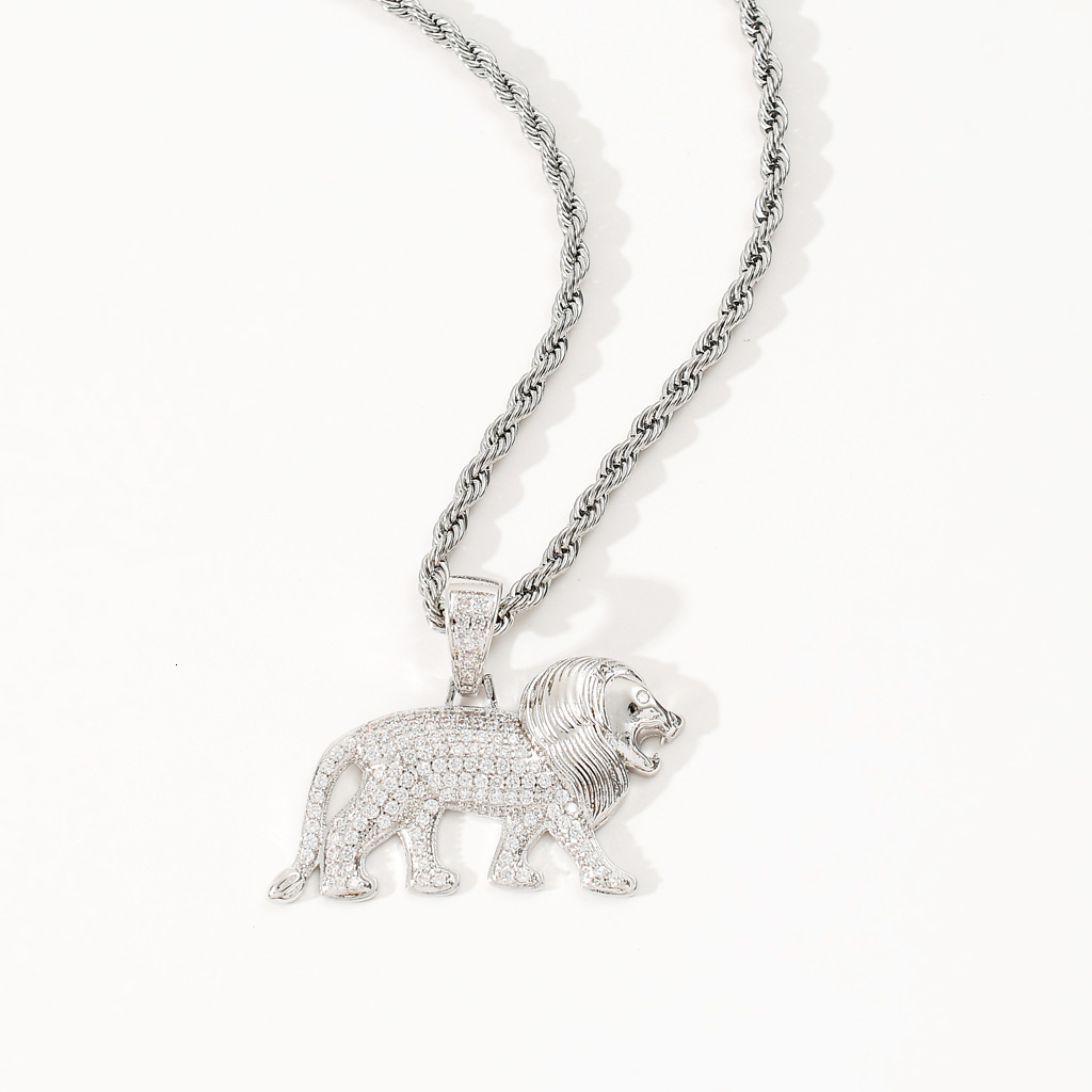 New Arrival Luxury Moissanite Jewelry Lion Pendant Iced Out Diamond Hip Hop Swag Bold Men's 18K Gold Trendy Necklace Pass the diamond tester