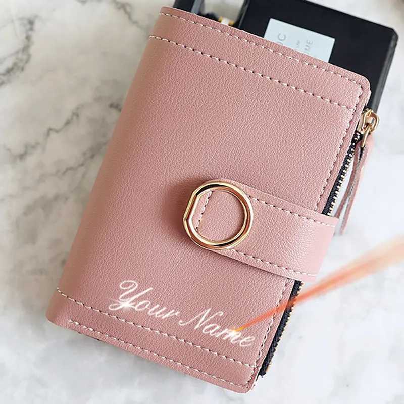 2023 Short Women Wallets Free Name Engraving Coin Pocket Zipper Female Purse New Fi Card Holder Simple Womens WalletXJ250624