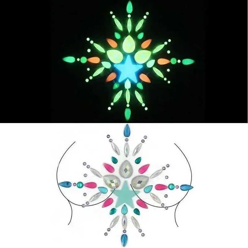 New Luminous Breast Petal Chromophous Acrylic Chest Paste Breathable Nipple Covers Bra Breast Pasties Adhesive Stickers W250624