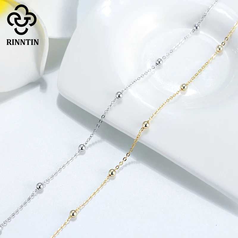Rinntin 925 Sterling Silver Beads Chain Anklet for Women Fashion Adjustable Summer Beach Foot Bracelet Anklets Jewelry SA13 V250624