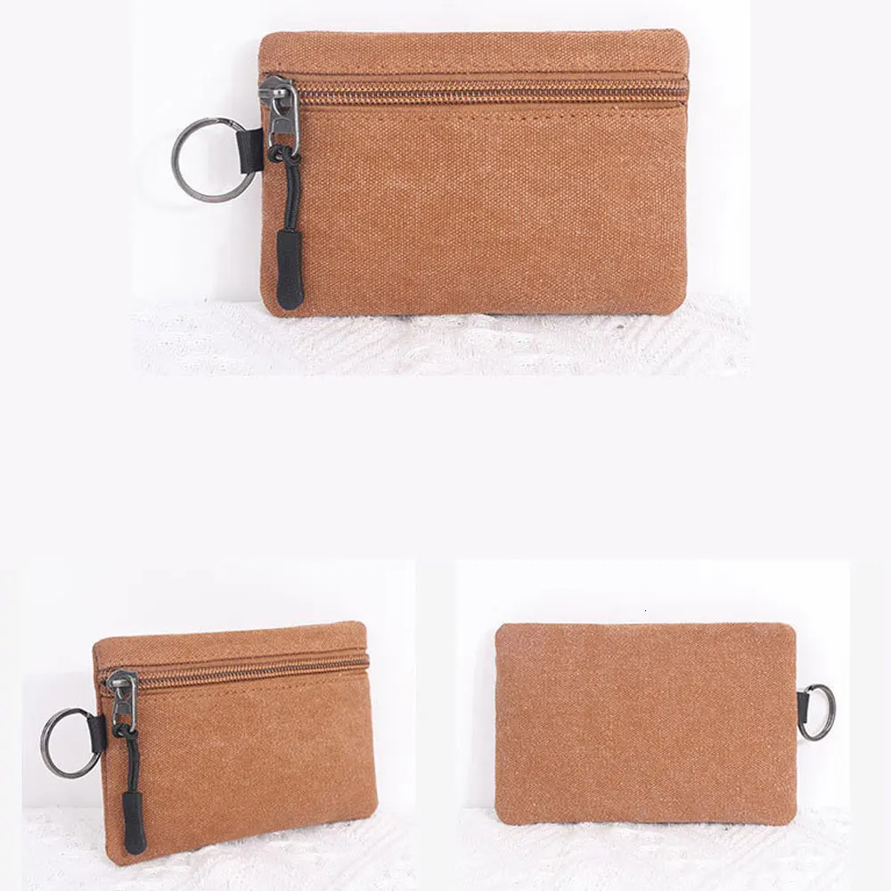 1Pcs Canvas Coin Pouch Wallet with Key Ring Mini Card Bag Wallet Pouch Money Pouch Hand-held Bag R250624
