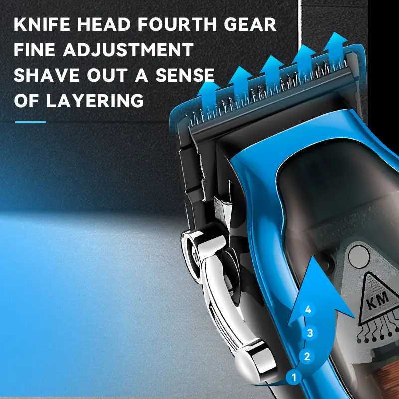 Kemei KM-1763 9000RPM Hair Clipper Powerful Hair Trimmers Electric Barber Hair Cutting Machine Adjustable Metal Clippers for MenXJ250624