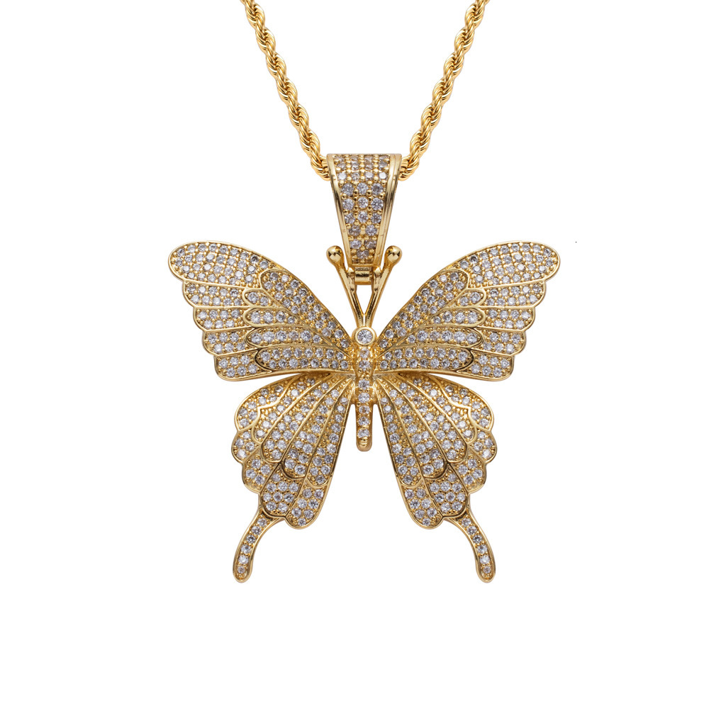 Luxury Hip Hop Jewelry Butterfly Pendant Iced Out Unique Trendsetter Top Grade Moissanite Necklace Pass the diamond tester