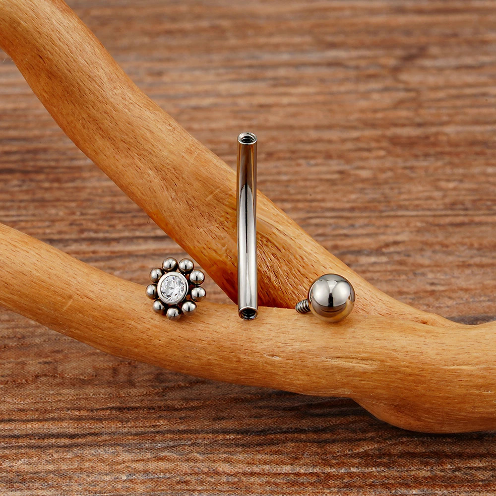 Right Grand ASTM 36 Mini CZ Flower Rook Earring 16G Curved Barbell Labret Stud Eyebrow Cartilage Tragus Body Piercing 250613