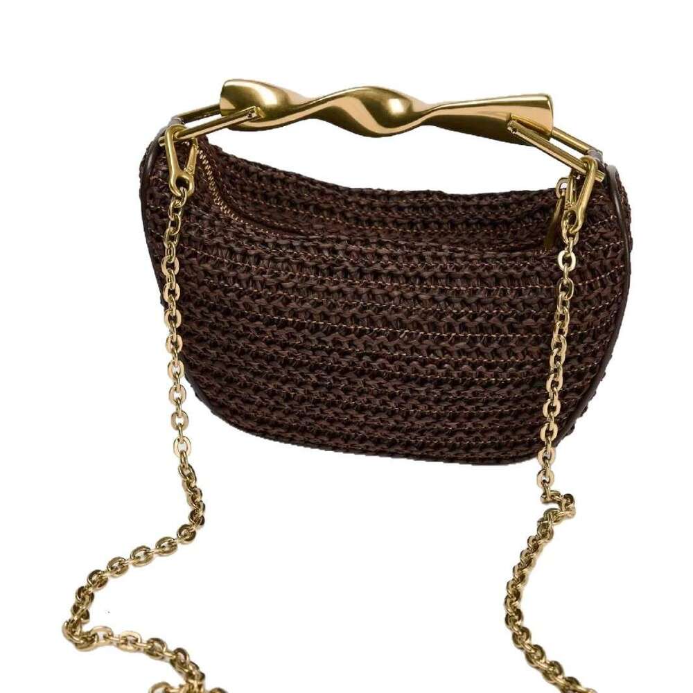 Beach Bag Luxury Straw Bag Straw Tote Z Brand Women S Spring New Single Shoulder Metal Handle Mini Crossbody Zipper Casual Fashion Woven Bag Long Skir