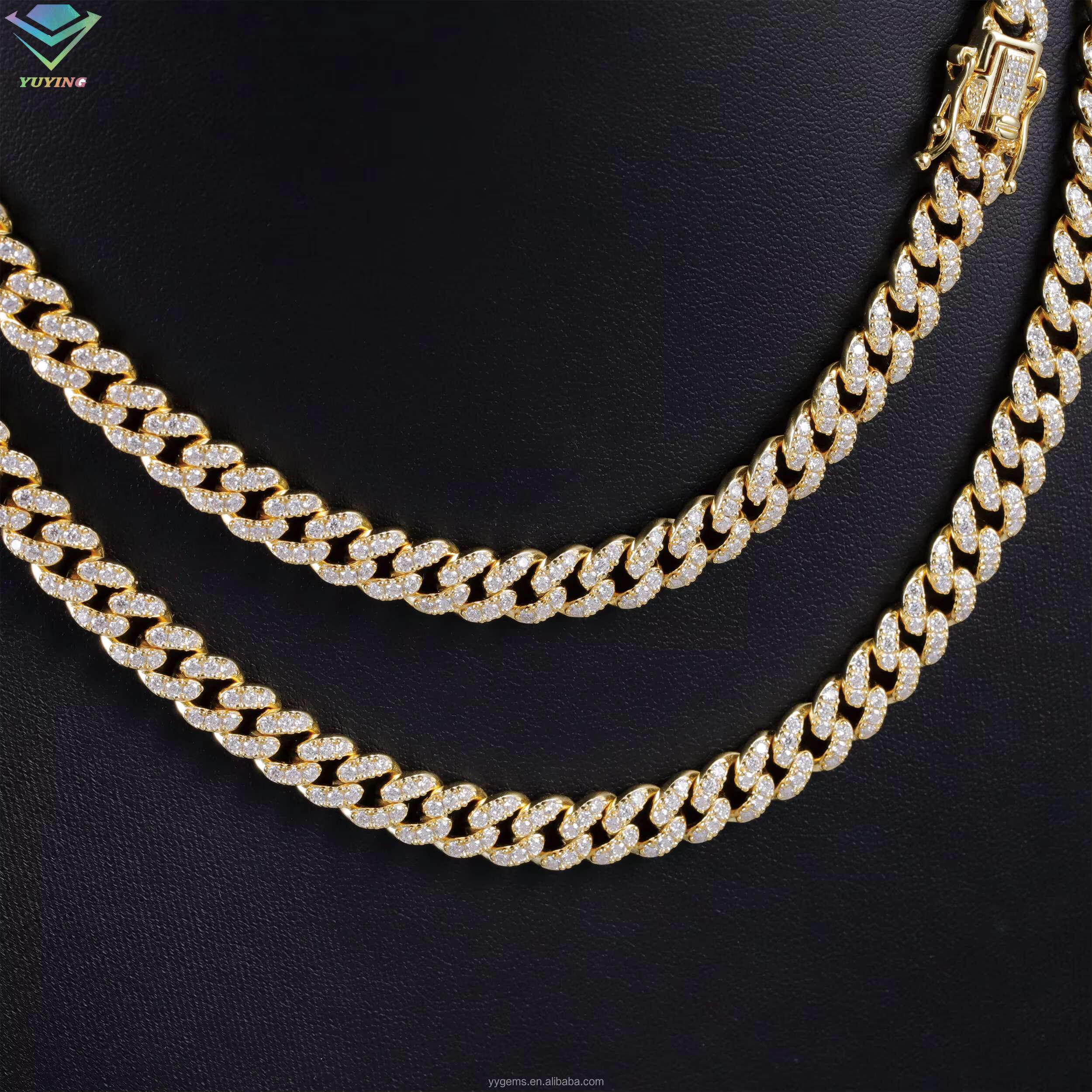 New Design 6mm 8mm 10mm Single Row Cuban Link Chain 925 Sterling Silver Moissanite Necklace Hip Hop Jewelry Necklace Bracelet