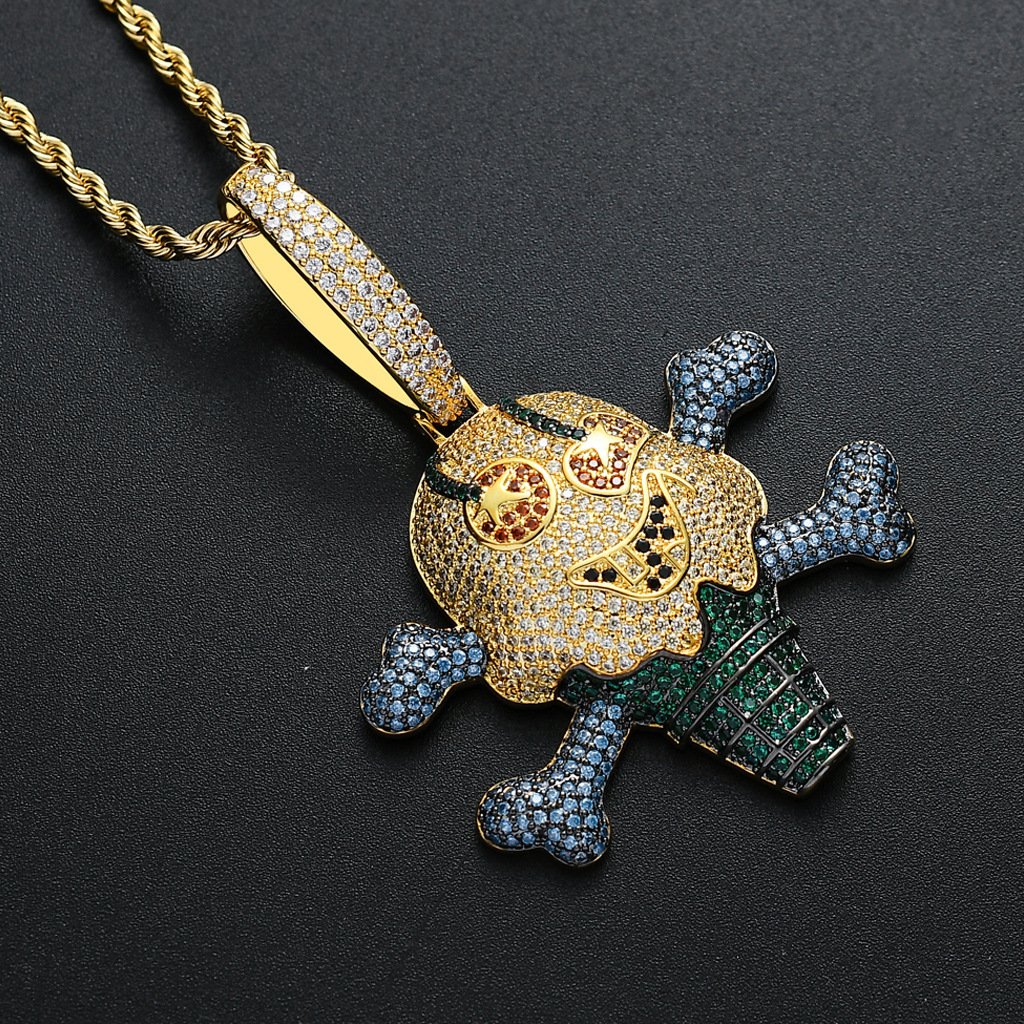 Luxury Moissanite Jewelry Necklace Cartoon Unique Colorful Pirate Ice Cream Pendant Iced Out Trendy Brand Jewelry Accessory Pass the diamond tester