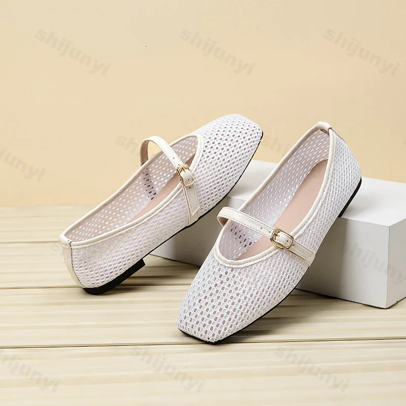 Women Ballet Flat Shoes Mesh Breathable Casual Comfortable Hollow Out Mary Jane Summer High Quality Womens Shoes 250624