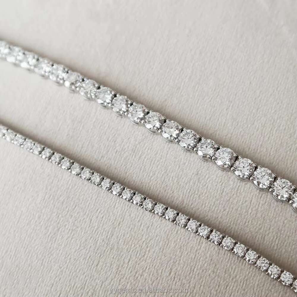 Ready to Ship Small 2mm 3mm S925 Sterling Silver Women Lady HipHop Diamond Bracelet GRA Moissanite Tennis Chain Gift