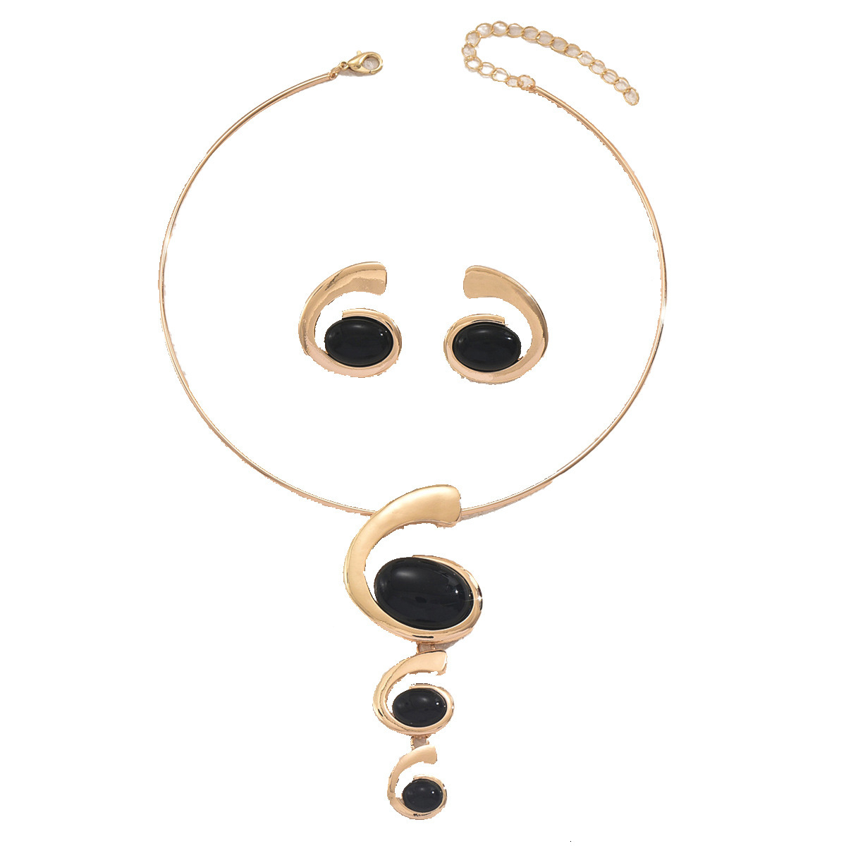 Women's Necklace And Earring Set With Long Spiral Earrings High-End Choker For Women