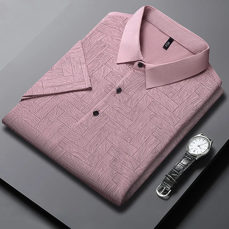 Mens Business Casual Short Sleeved Shirt Solid Color Polo Shirt Fashionable Breathable Comfortable Versatile Top 250618