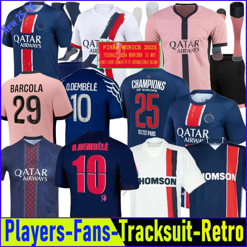 24 25 26 Paris Soccer Jerseys PACHOLEE KANG IN NEVES KOLO G.RAMOS MUANI O.DEMBELE D.DOUE VITINHA SKRINIAR Retro RONALDINHO Paris Football Shirt Tracksuit men kids kit