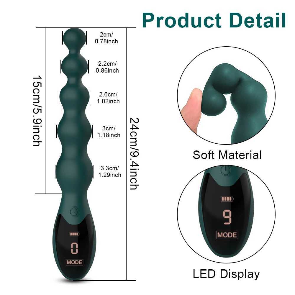 Vibrating Anal Beads Butt Plug for Men Women Anal Vibrator Anal Balls Men Prostate Massager with LED Digital Screen W250624