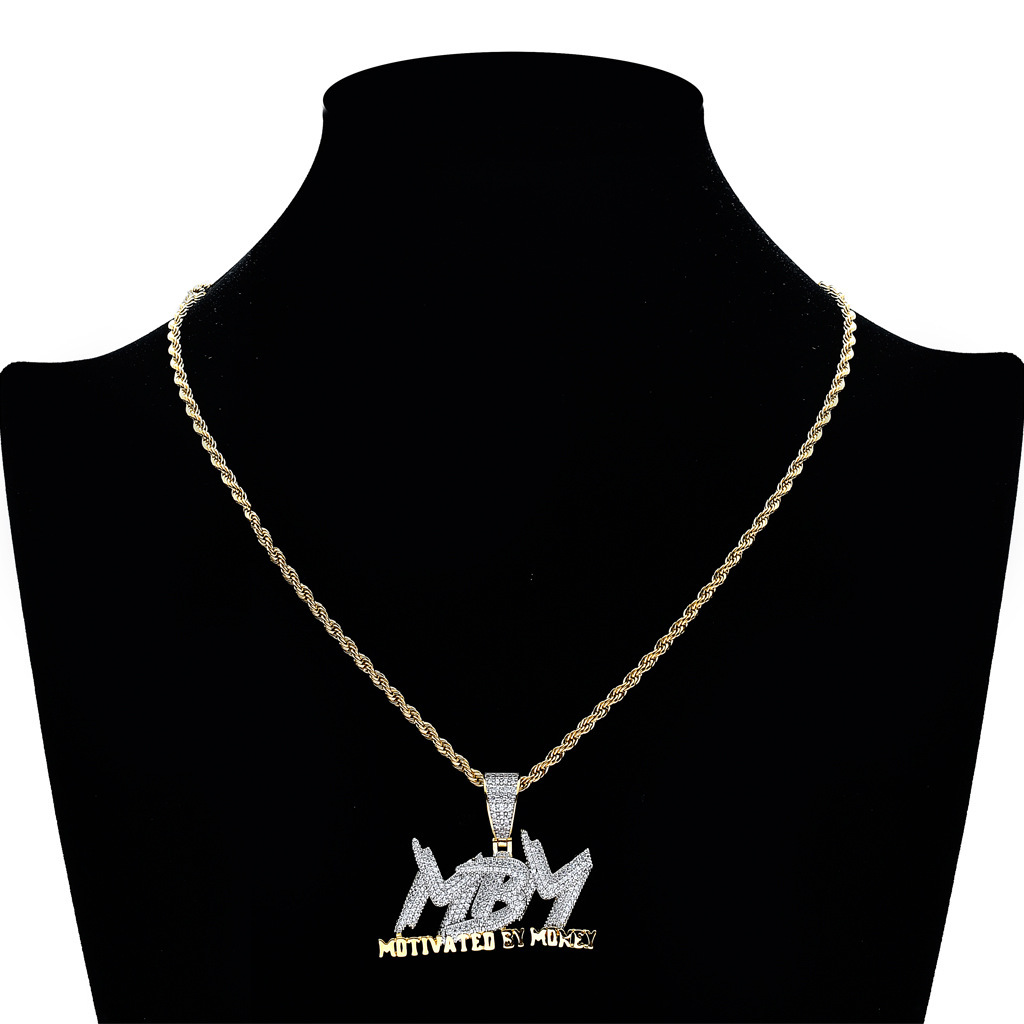 Men Hip Hop Necklace MBM Pendant Iced Out Trendy Brand Moissanite Necklace Pass the diamond tester