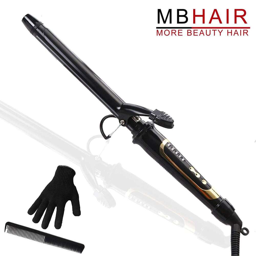 MBHAIR Skinny Ceramic Coating for Hair Long Barrel Curling Iron Instant Heat up to 450F with clamp