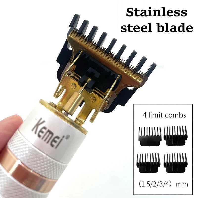 Kemei Vintage T9 0MM Electric Cordless Hair Cutting Machine Professional Hair Barber Trimmer Men Clipper Shaver Beard Lighter XJ250624