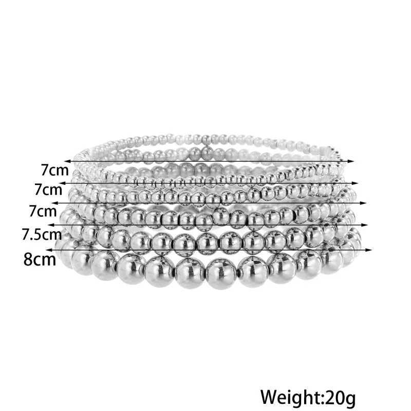 5pc Multilayer CCB Rice Beads Chain Anklet Sets For Women Ankle Bracelet Gold Silver Color Elastic Rope Foot Jewelry Accessories U250624