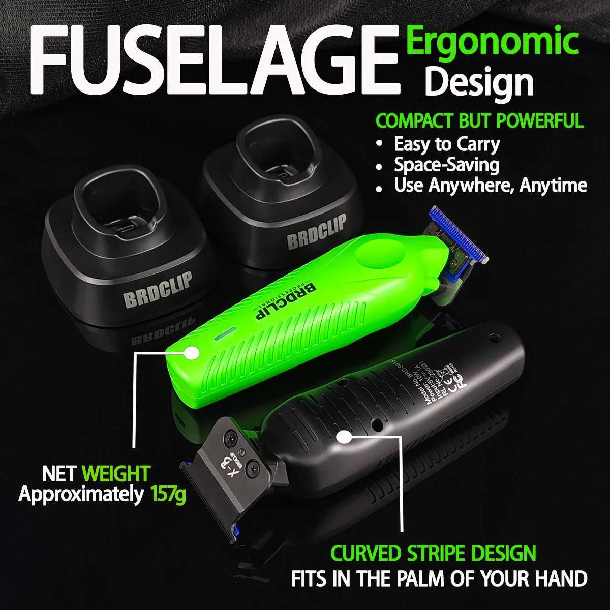 Professional BRDCLIP New Hair Trimmer 9615 Electric High Power Motor 9000RPM DLC Special Blue Ceramic Blade With Charging Base XJ250624