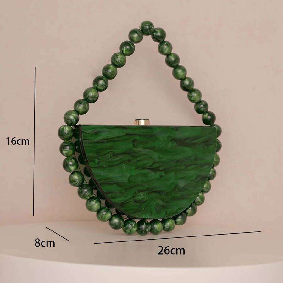 New pearlescent leopard print acrylic beaded handle simple square dinner bag for women bridal wedding party clutch purses