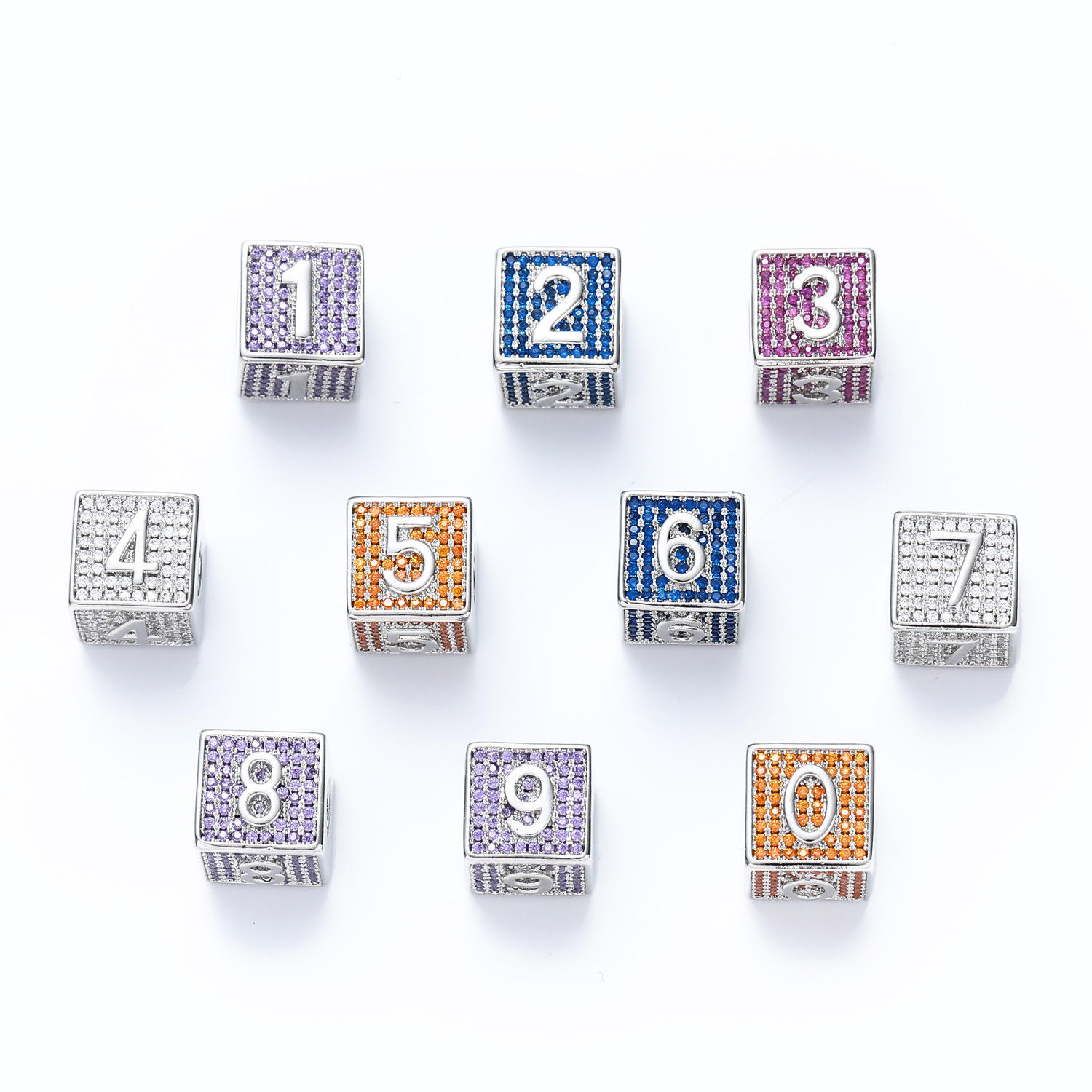 Hip Hop Dice Block Arabic Numerals 0-9 Pendant Iced Out Custom Combinations Trendy Moissanite Jewelry Pass the diamond tester