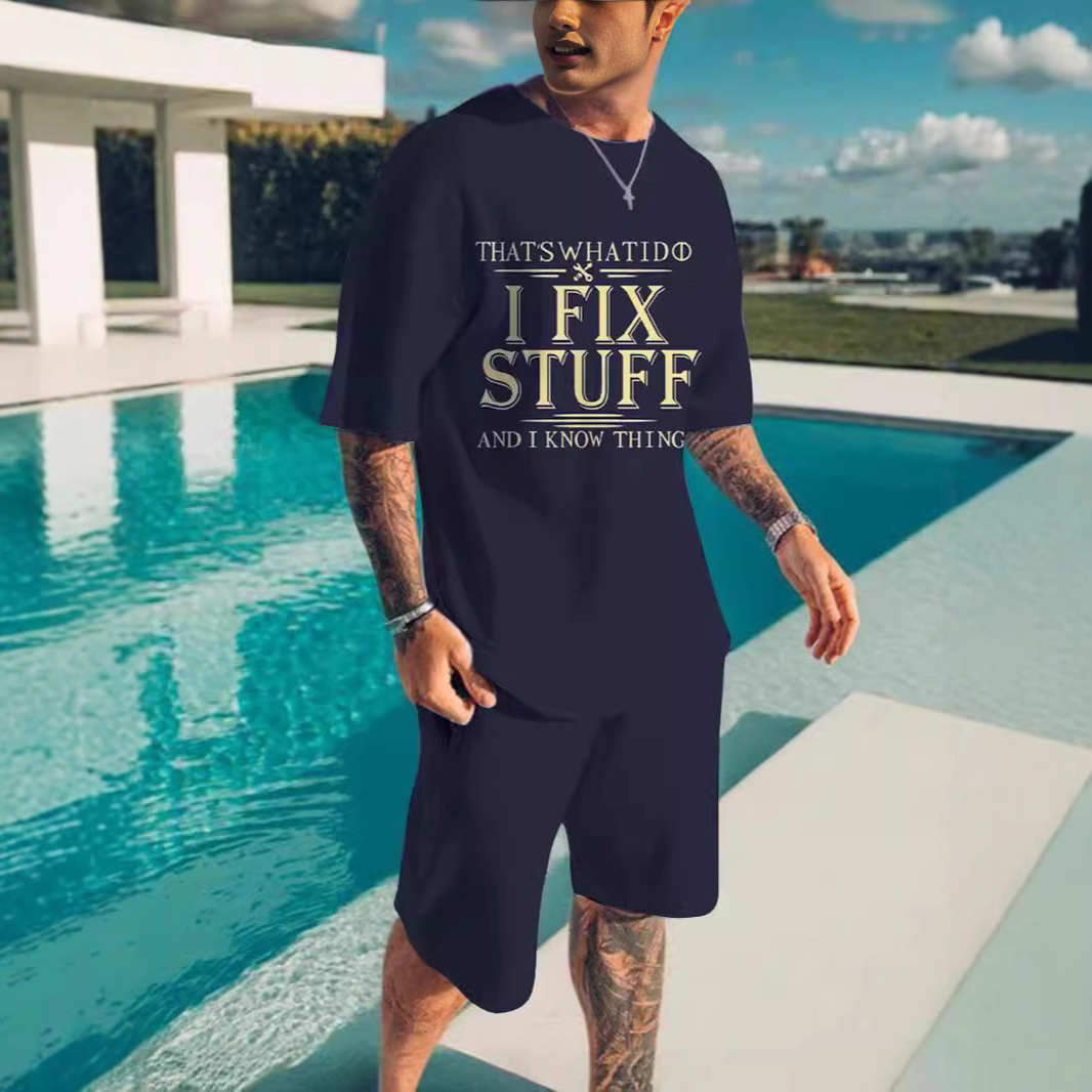 Men's suit designer, short-sleeved 3D digital printed short-sleeved T-shirt for men, casual and loose sportswear