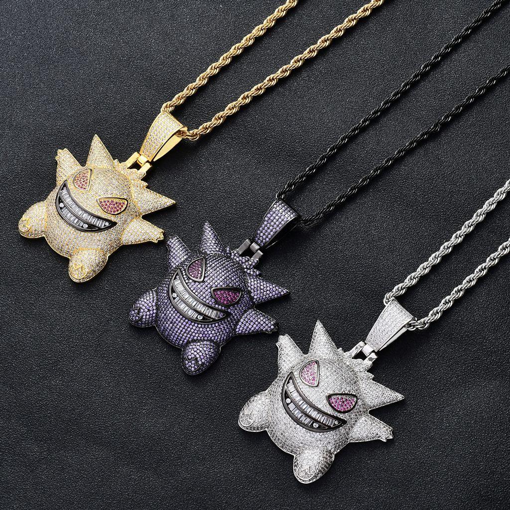 New Oversized Gengar Hip Hop Iced Out Pendant Moissanite Bling Necklace Trendy Streetwear Hot Sale Pass the diamond tester