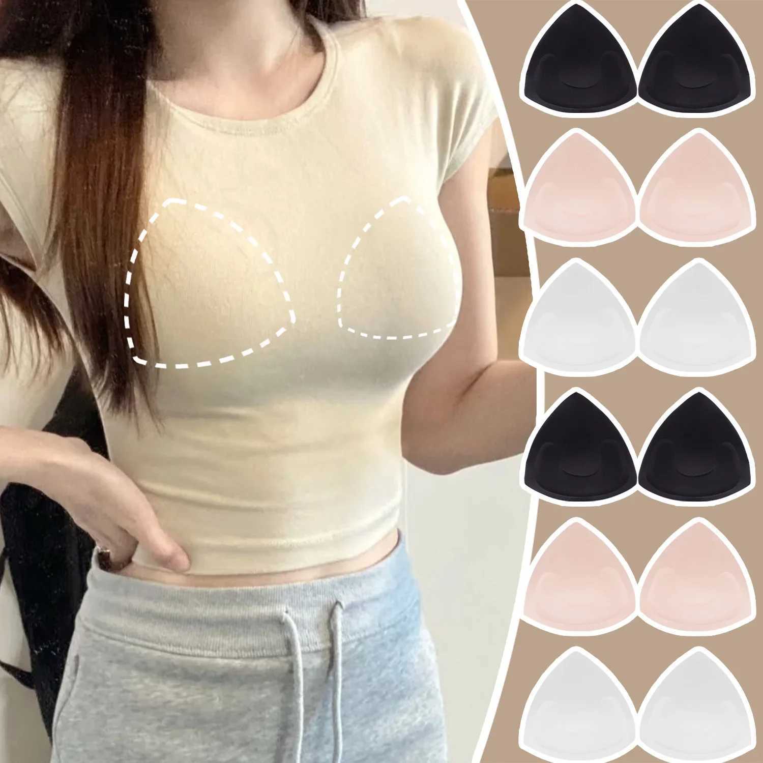 2Pcs Bikini Bra Pads Triangle Cups Chest Push Up Insert Foam Pads For Swimsuit Padding Accessories Removeable Enhancer Bra Pads W250624