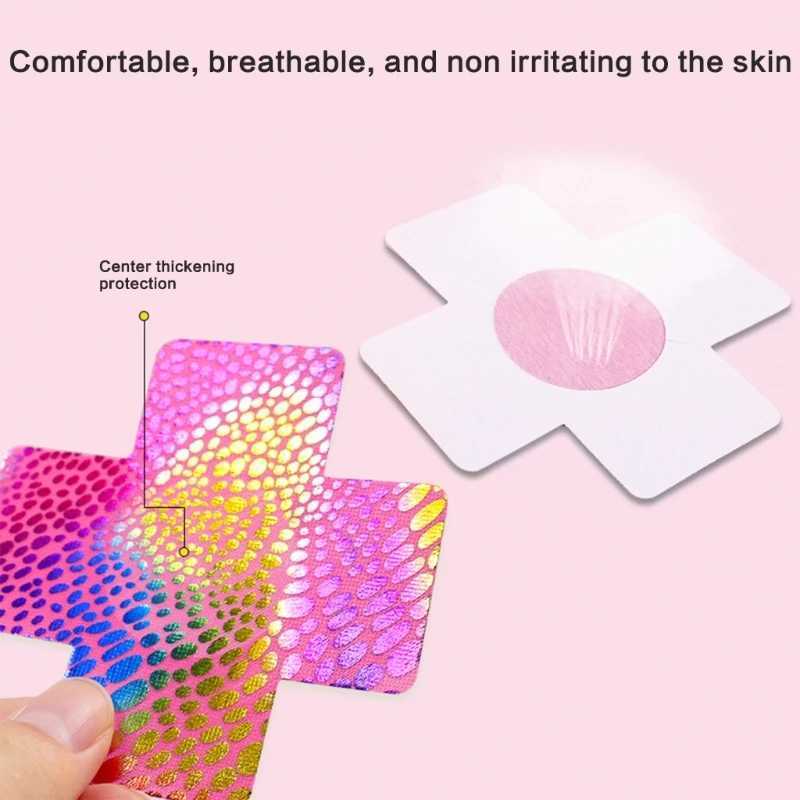 20 Pairs Fish Scales Nipple Stickers Sexy Disposable Nipple Covers for Women Breast Petals Self Adhesive Nipple Pasties W250624