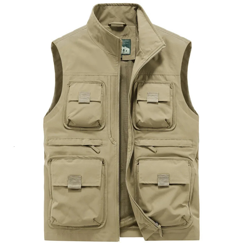 M-6xl Plus Size Mens Outdoor Waistcoat Multi Pockets Fishing Vest Sleeveless Jacket Fishing Vests Pocket Pography Waistcoat 250617