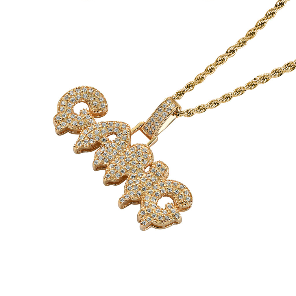 Luxury Moissanite Bling Iced Out Letter Hip Hop Pendant Diamond Studded Trendy Necklace Accessory Pass the diamond tester