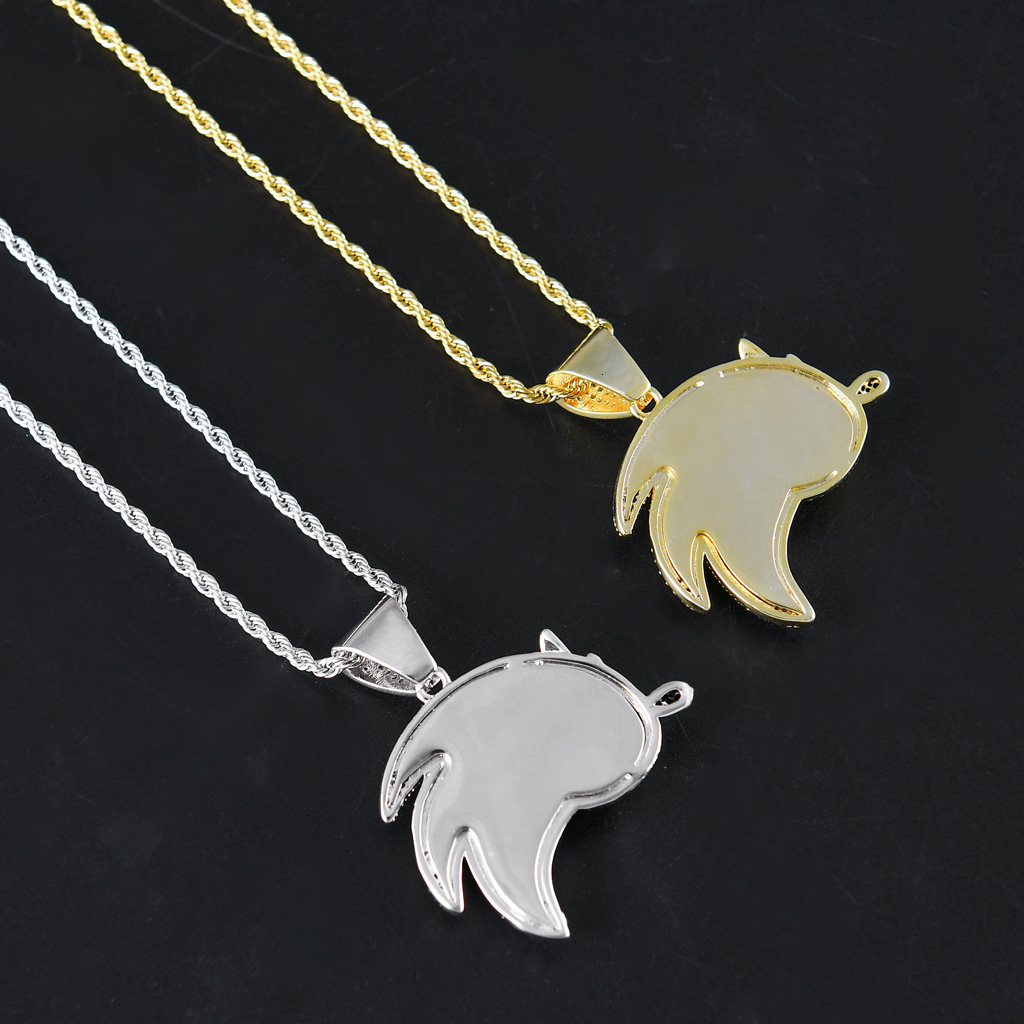 Luxury Moissanite Necklace Blue Diamond Flying Fish Sprite Pendant Iced Out Trendy Men Jewelry Pass the diamond tester