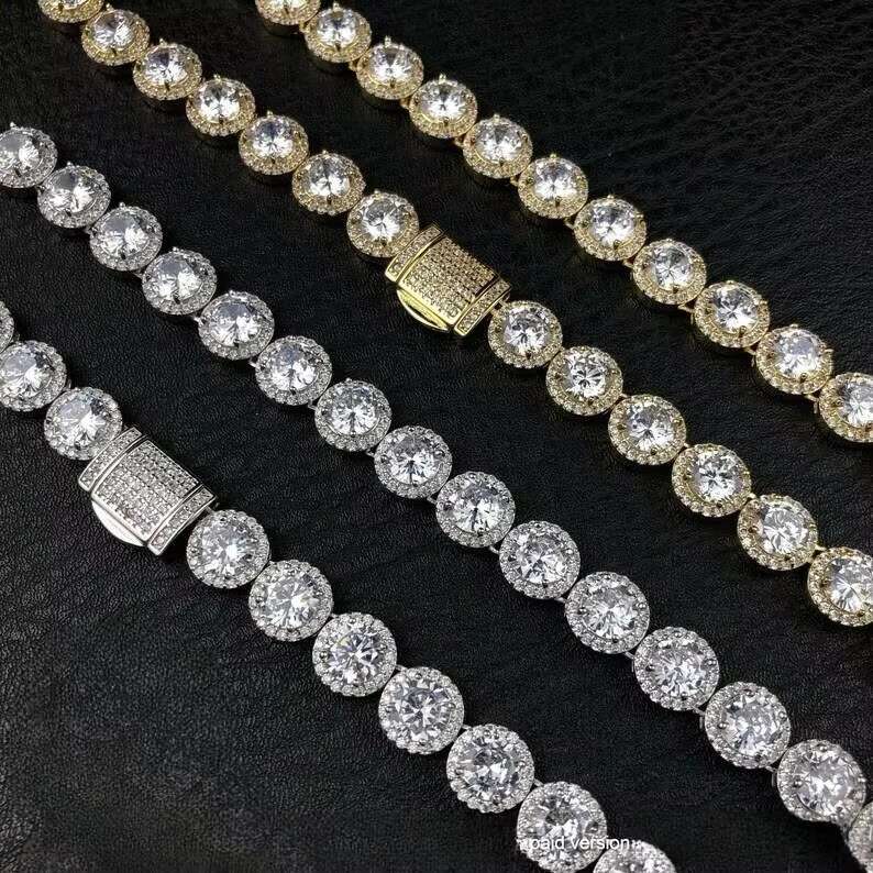 Master Rocks Jewelry 925 Sterling Silver Iced Out 8mm VVS Moissanite Tennis Chain Necklace