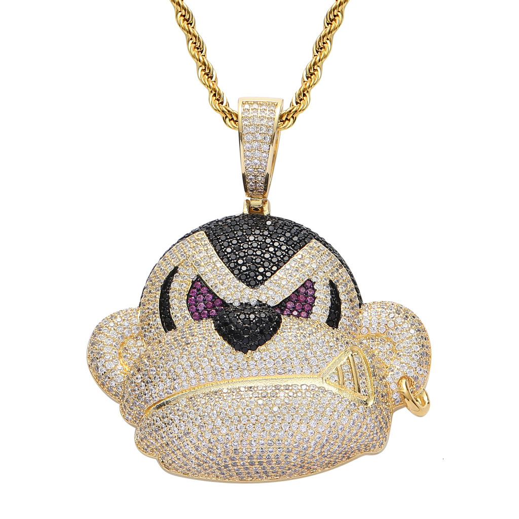 Hip Hop Gorilla Monkey Pendant Iced Out Diamond Streetwear Animal Moissanite Necklace Pass the diamond tester
