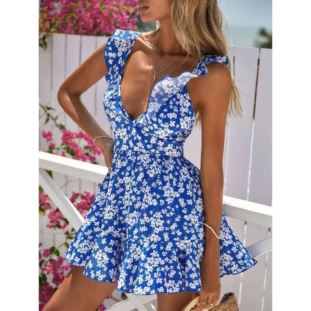 New beach 2025 summer vestidos para mujer fashion printing party vacation dress sexy mini dresses for woman