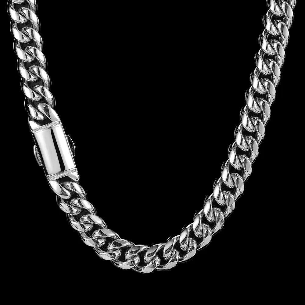 Hip Hop Fashion Jewelry Fine Polished Stainless Steel Chain 18K Gold Plated Customized Mens Cuban Link Chain Necklace