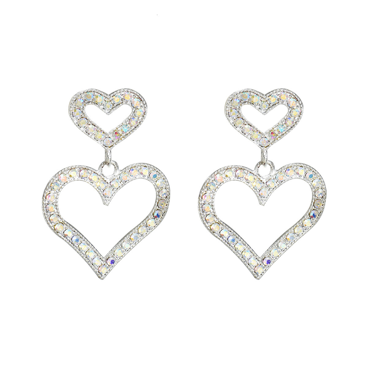 New Heart-Shaped Women's Simple Design Inlaid High-End Stud Earrings Ear Jewelry