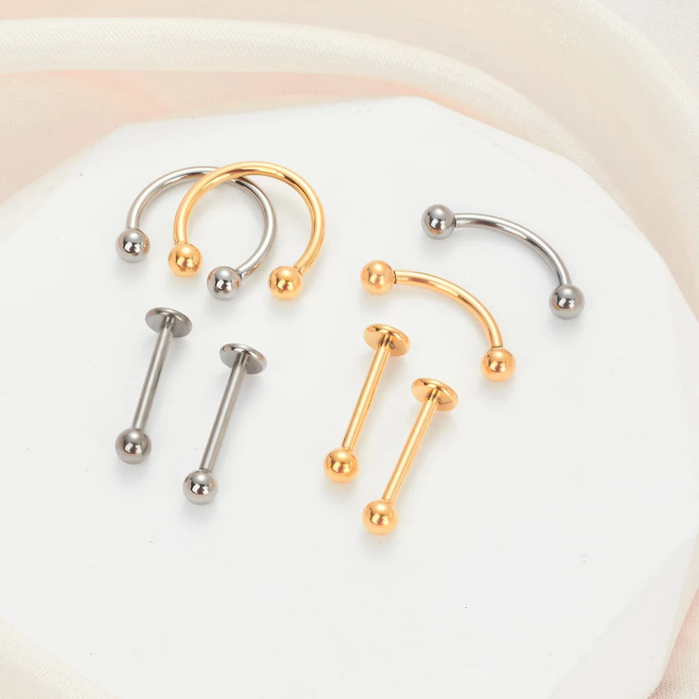 Wholesale 10PCS Eyebrow Piercing Jewelry Labret Lip Stud G23 Septum Nose Ring C rod Body For Women 250613