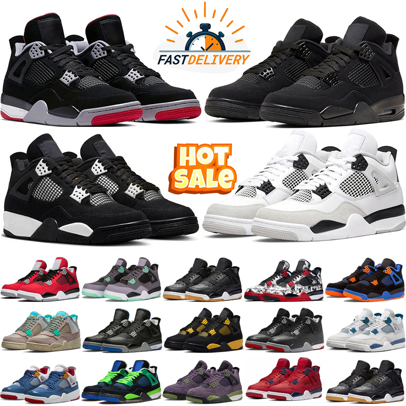 4s basketball shoes for men women Black Cat Military Sail Red Thunder White Oreo Cool Grey Red Sneakers Blue University outdoors sneakers 36-47
